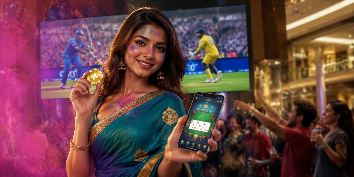 Player checking cricket betting on mobile in Indian traditional saree